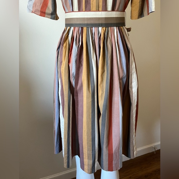 Vintage Carol Craig Striped Multicolor Midi Dress with Belt - Picture 9 of 14